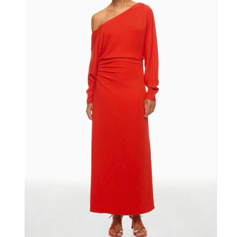 Tanya Taylor Georgie red one shoulder midi Dress size 2